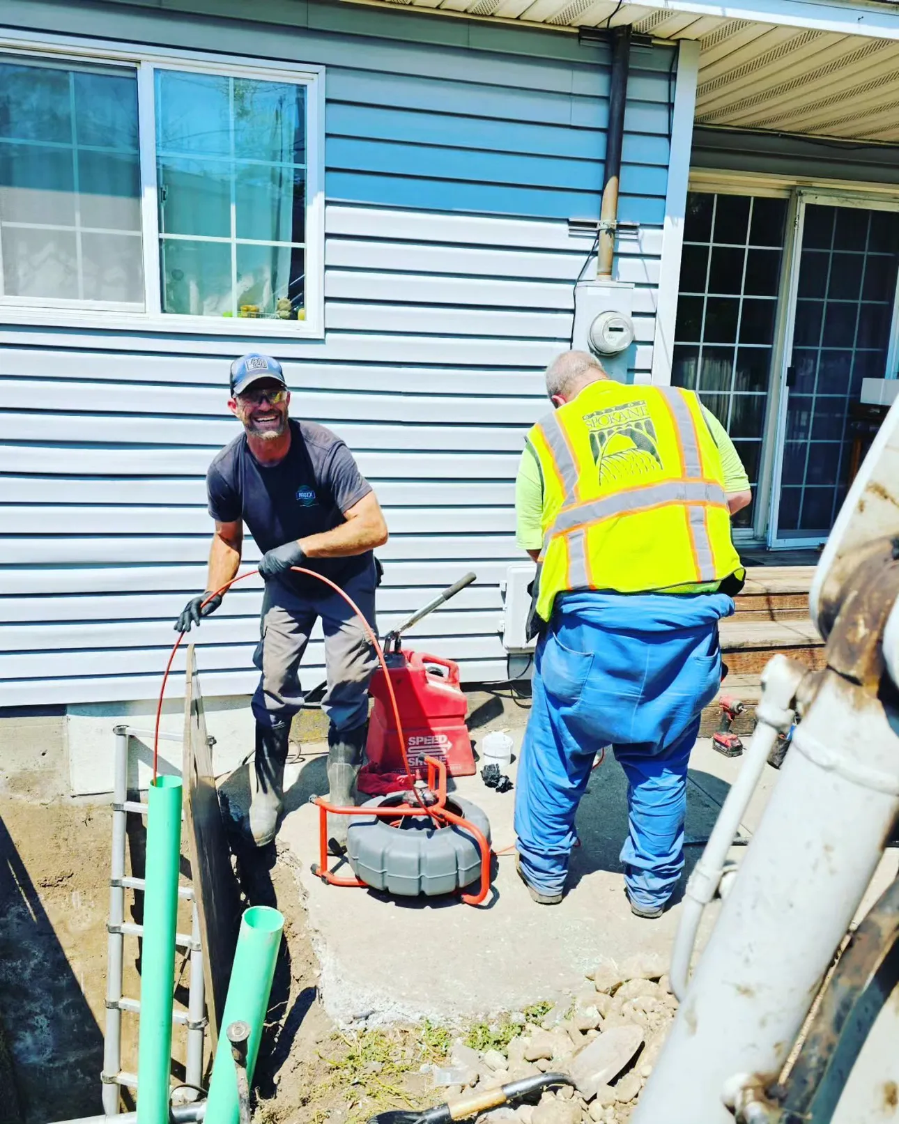 David doing outdoor plumbing